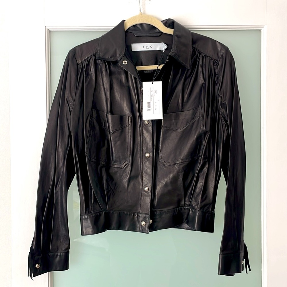 NWT IRO Paris Lamb Leather Fringe Sleeve Jacket – Size XS